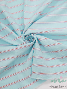 S0229 Вареный (стираный) хлопок с эффектом крэш «Полоска светло-голубая»