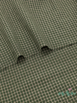 S0227 Вареный (стираный) хлопок с эффектом крэш «Клетка цвета зелени»