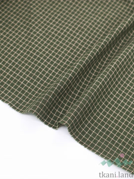 S0227 Вареный (стираный) хлопок с эффектом крэш «Клетка цвета зелени»