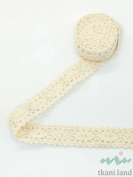 KR0071_n Кружево хлопковое вязаное цвет Бежевый шир. 2 см