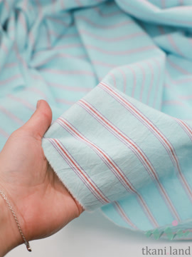 S0229 Вареный (стираный) хлопок с эффектом крэш «Полоска светло-голубая»