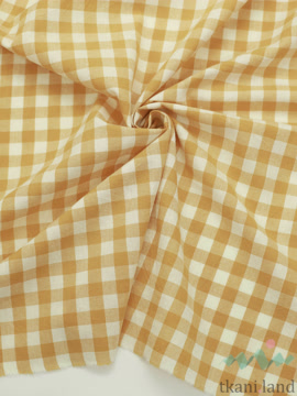 S0052 Вареный (стираный) хлопок с эффектом крэш «Мелкая клетка Виши желтая»