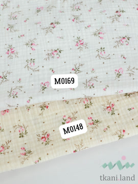 M0169 Муслин двухслойный «Цветочки на белом»