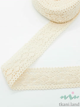 KR0064 Кружево хлопковое вязаное Бежевое шир. 4см