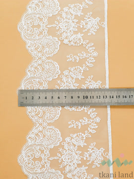 KR_S0001 Кружево на сетке 14 см цвет Теплый белый (zx-90)