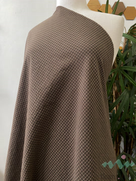 S0226 Вареный (стираный) хлопок с эффектом крэш «Клетка цвета Шоколад»