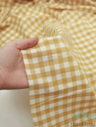 S0052 Вареный (стираный) хлопок с эффектом крэш «Мелкая клетка Виши желтая»