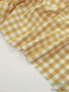 S0052 Вареный (стираный) хлопок с эффектом крэш «Мелкая клетка Виши желтая»
