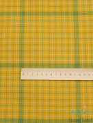 S0088 Вареный (стираный) хлопок с эффектом крэш «Желтая клетка с зелеными полосами»