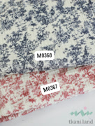 M0367 Муслин двухслойный «Узоры Диор красные на молочном»