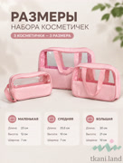 PR0003 Набор косметичек с ручкой цвет розовый (3 шт)