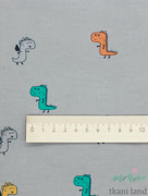 FL0193 Фланель «Разноцветные динозаврики на сером»